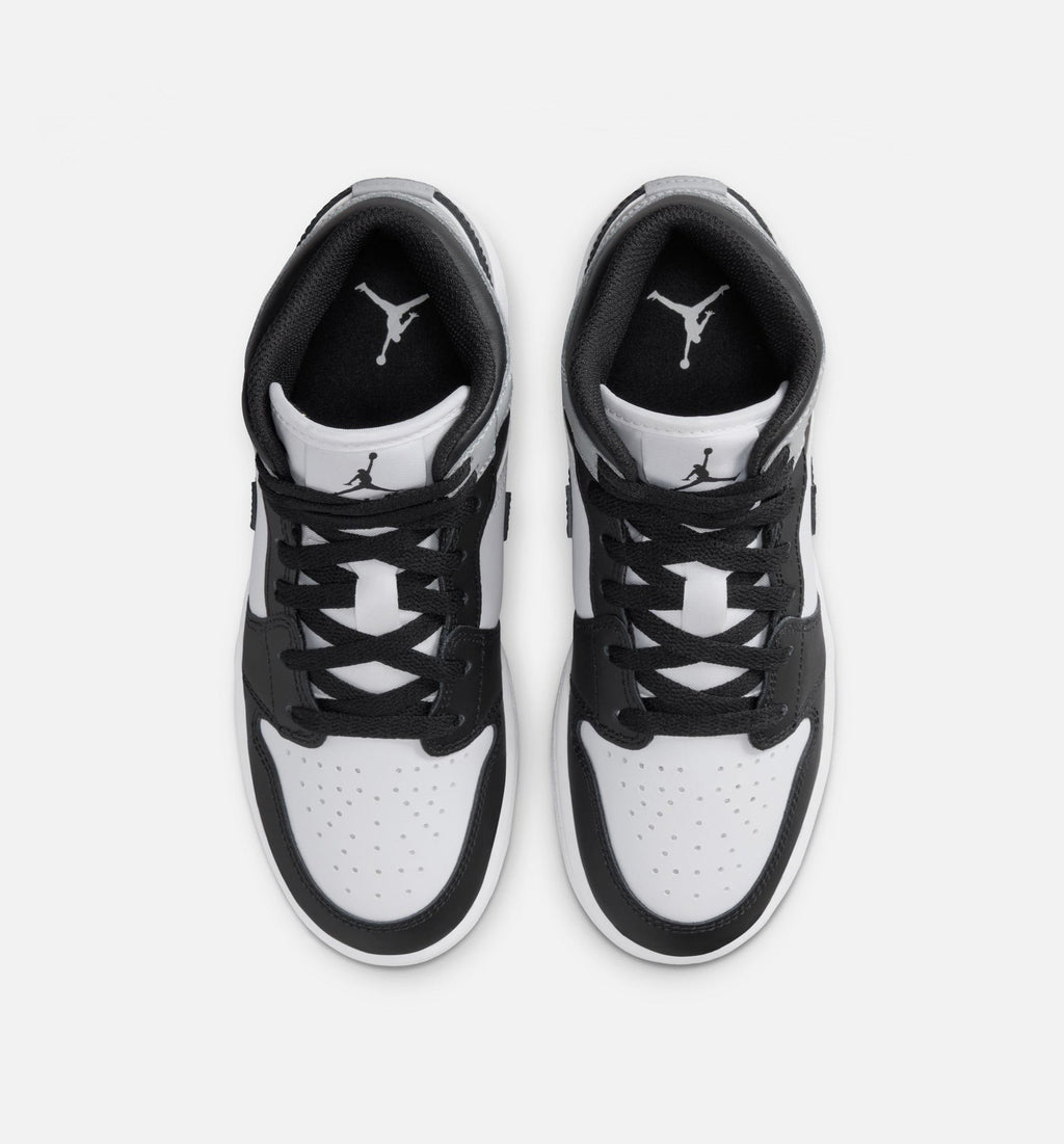 Air Jordan 1 Mid Grade School Lifestyle Shoes - White / Light Smoke Grey / Black