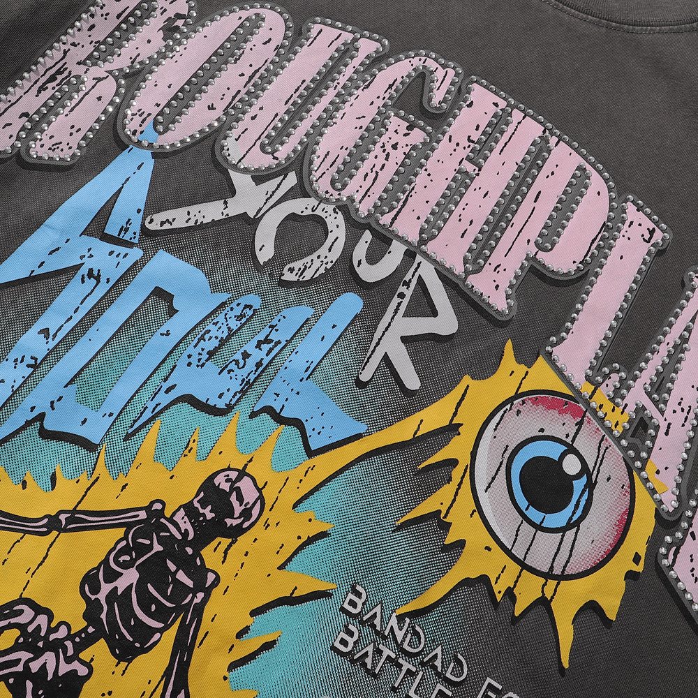 Rough Play Colorful Tour Skeleton Graphic T-Shirt