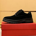 Ferragamo Men's Black Lug Sole Lace-Up Shoes