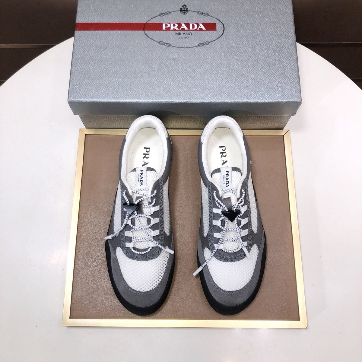 Prada Mesh Panel Low-Top Sneakers - Contrast Trim