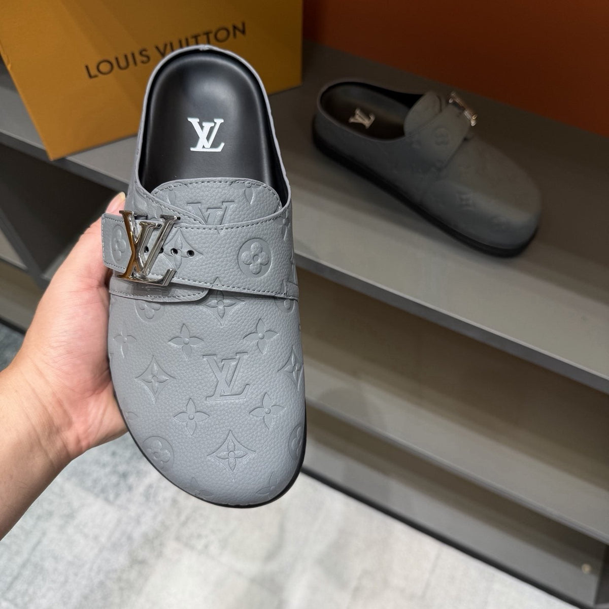 Louis Vuitton Monogram Buckle Slide Sandals