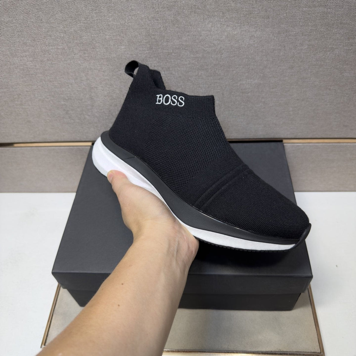 BOSS Textured Slip-On Sneakers
